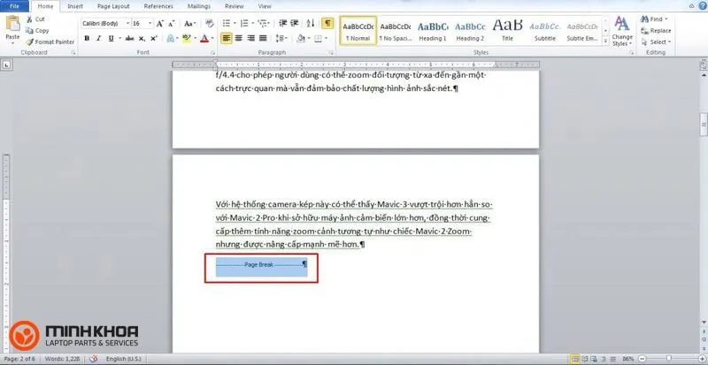 Cách tách trang trong word (7)