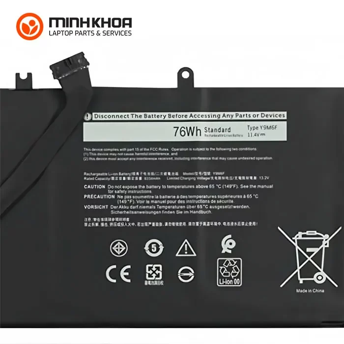 Pin ZIN laptop Dell Alienware M15 R2, Alienware M17 R2, 76Wh Y9M6F Pin Zin Laptop Dell Alienware M15 R2, Alienware M17 R2, 76wh Y9m6f