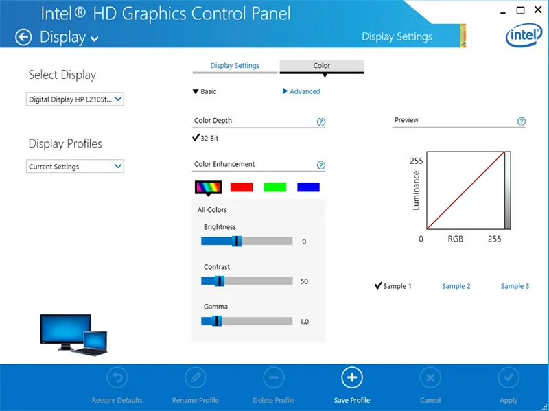 Cách Chỉnh Màu Intel Hd Graphics Control Panel (1)